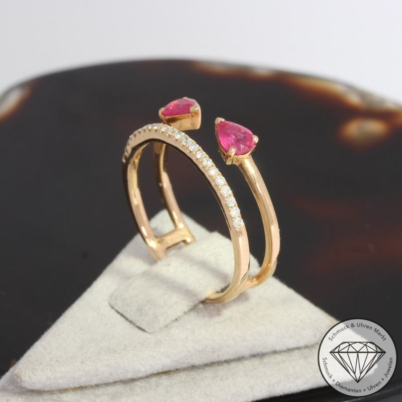 Sale! Wert 1490 € Brillant Rubin Ring in 750er 18 K Rosegold - 92061