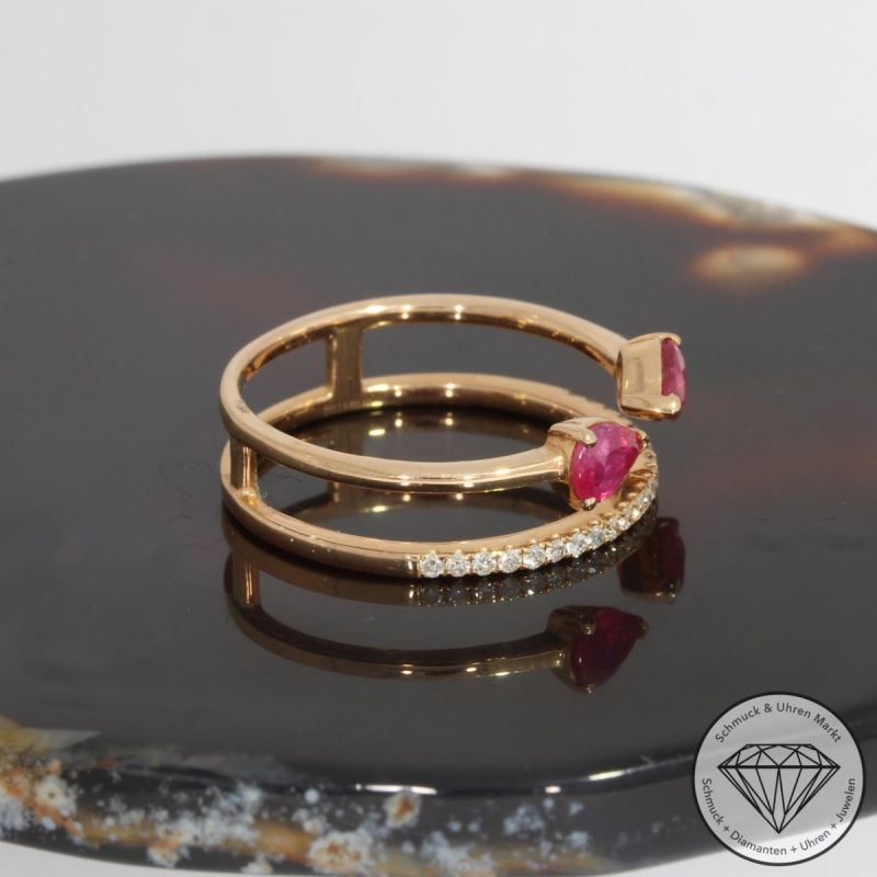 Sale! Wert 1490 € Brillant Rubin Ring in 750er 18 K Rosegold - 92061
