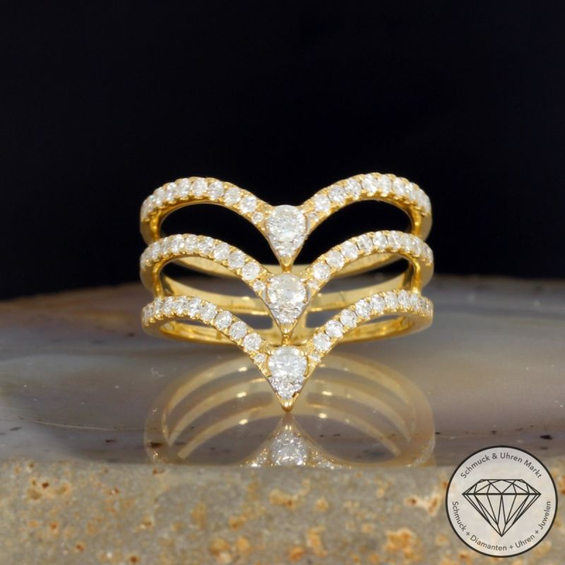 Wert 2690 € Brillant Ring (0,75 carat) in 750er 18 K Gelbgold - 92066
