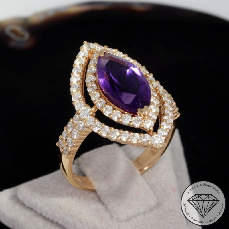 Wert 4050 € Brillant Amethyst Ring in 750er 18 K Rosegold - 92093