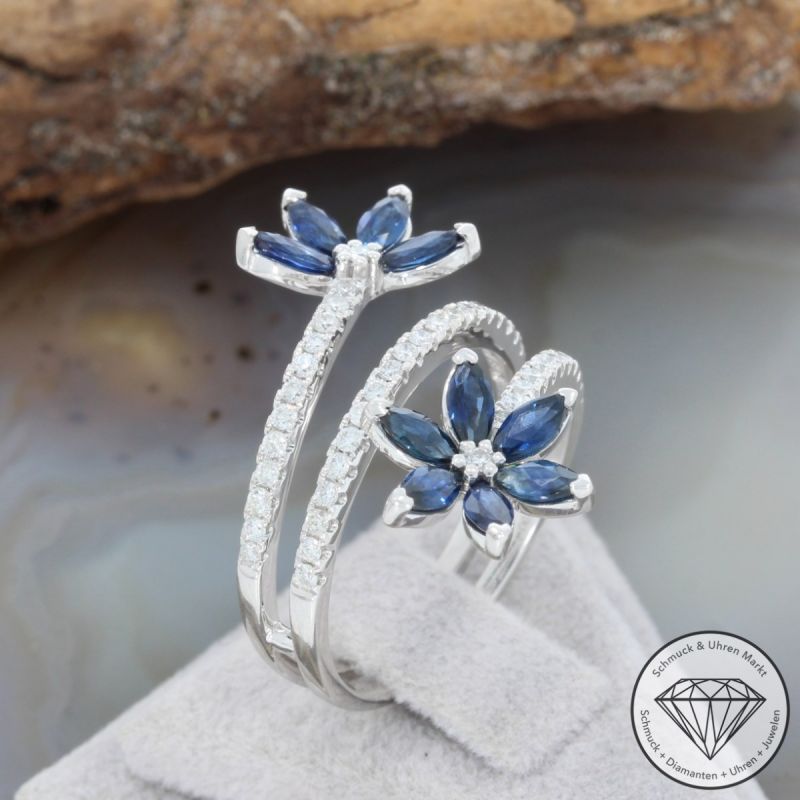 Wert 2850 € Brillant Saphir Ring in 750er 18 K Weißgold - 92104