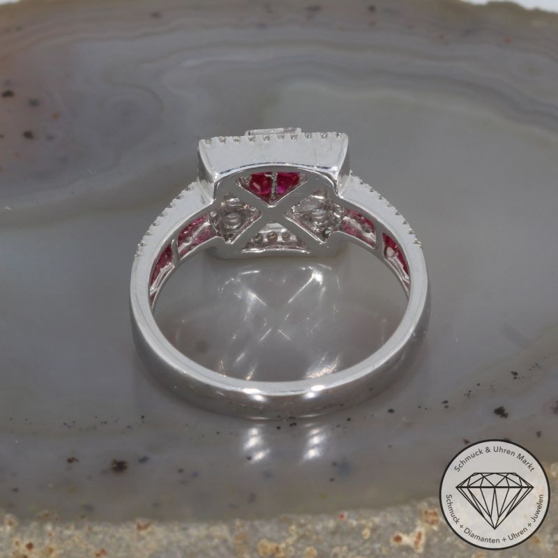 Wert 3590 € Brillant Diamant Rubin Ring in 750er 18 K Weißgold - 92120