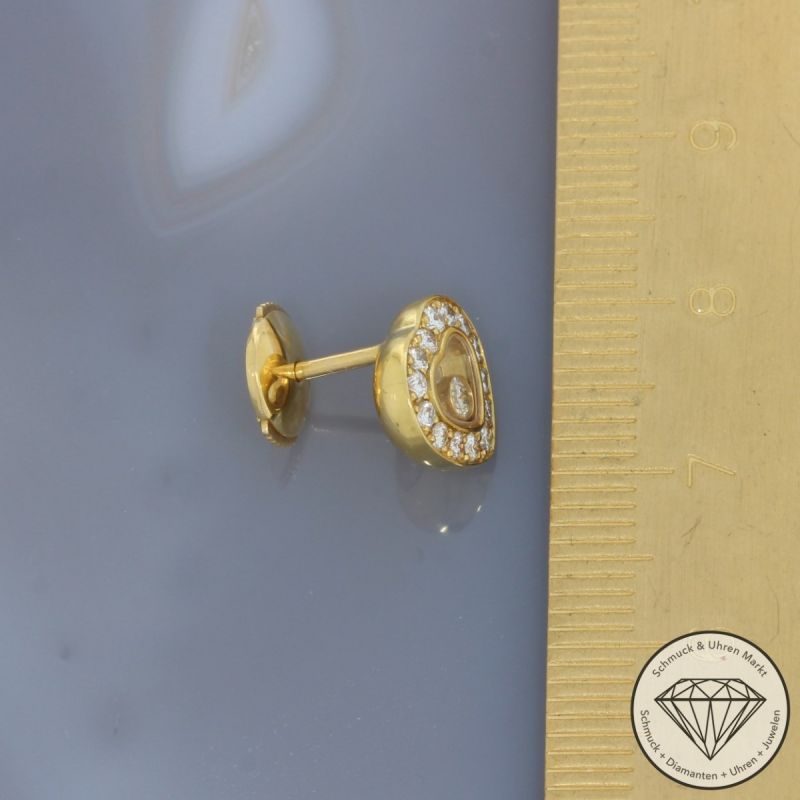 Wert 7500 € CHOPARD Happy Diamond Brillant Ohrringe in 750er 18 K Gelbgold - 92174