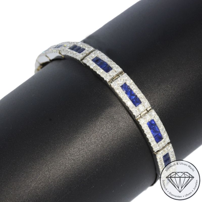 Wert 11200 € Brillant Saphir Armband in 750er 18 K Weißgold - 92262