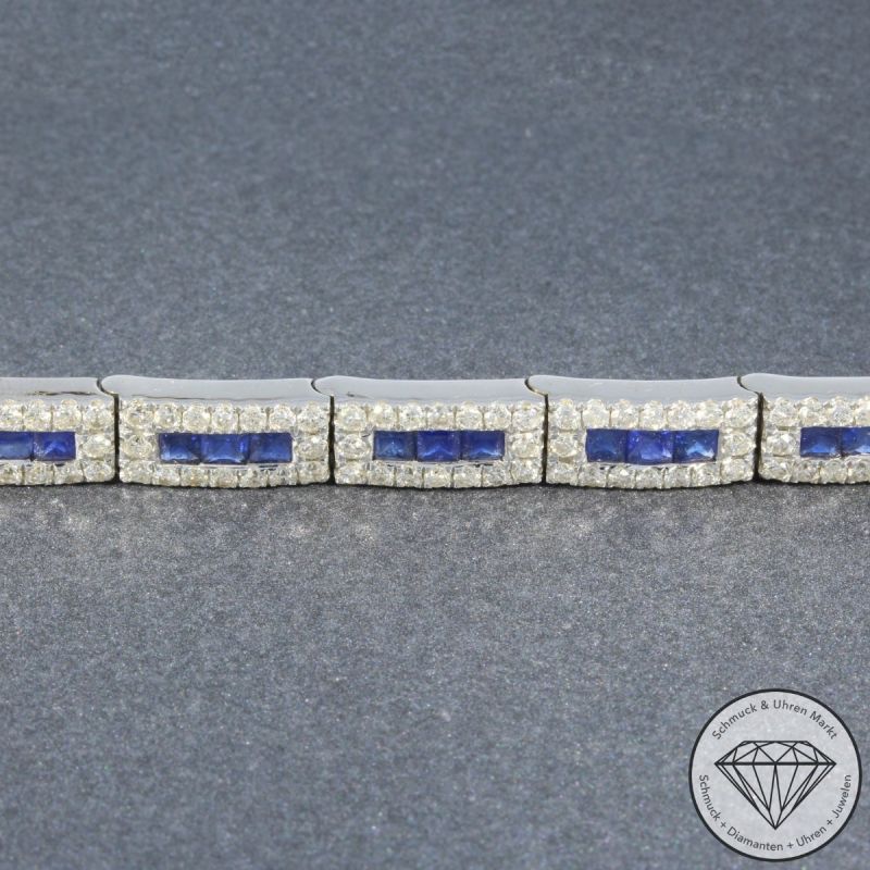 Wert 11200 € Brillant Saphir Armband in 750er 18 K Weißgold - 92262