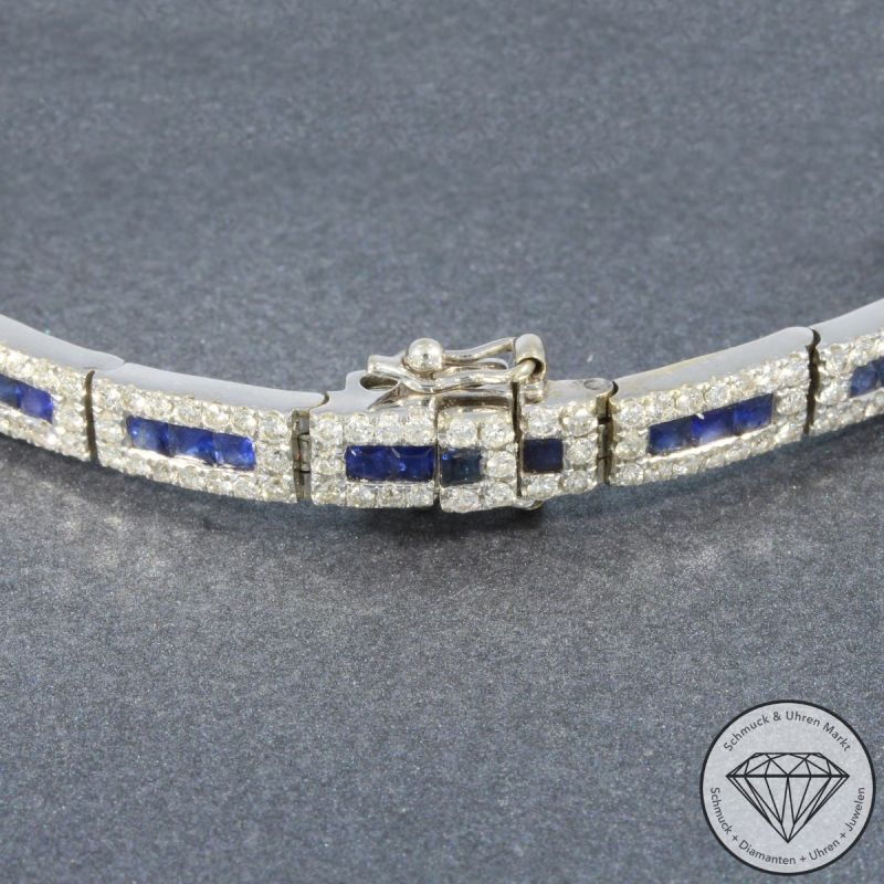 Wert 11200 € Brillant Saphir Armband in 750er 18 K Weißgold - 92262