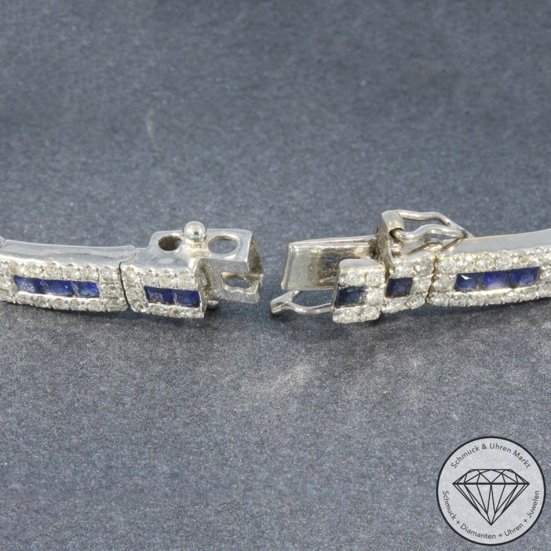 Wert 11200 € Brillant Saphir Armband in 750er 18 K Weißgold - 92262