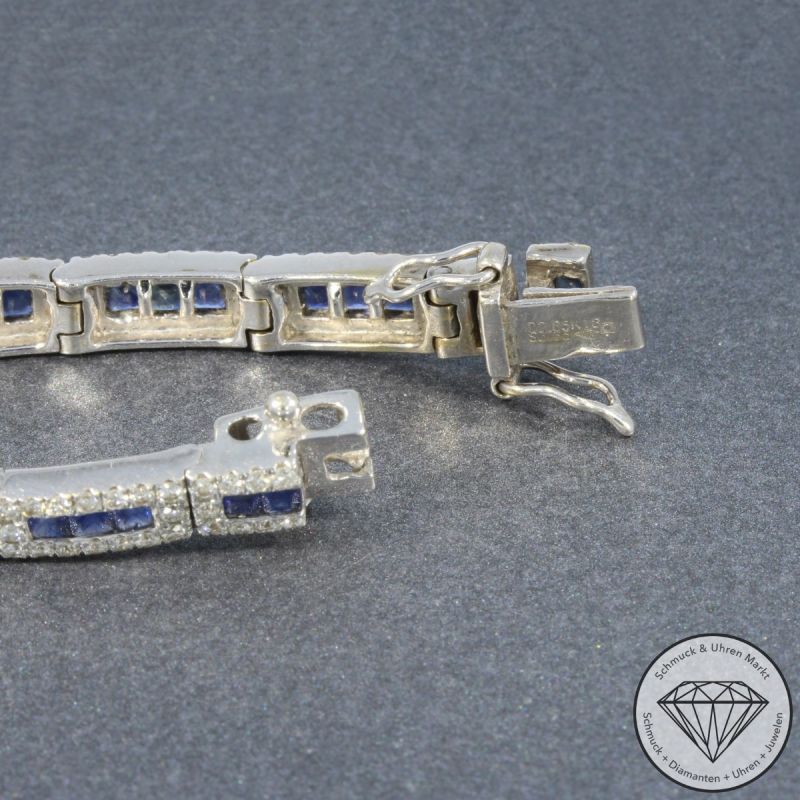 Wert 11200 € Brillant Saphir Armband in 750er 18 K Weißgold - 92262