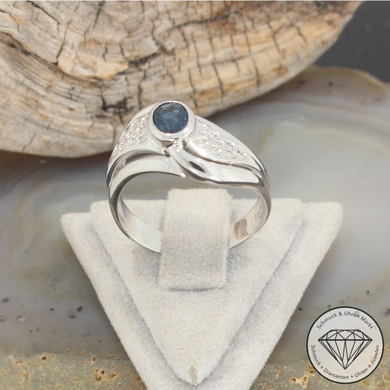 Sale! Wert 1400 € Brillant Saphir Ring in 750er 18 K Weißgold - 92295