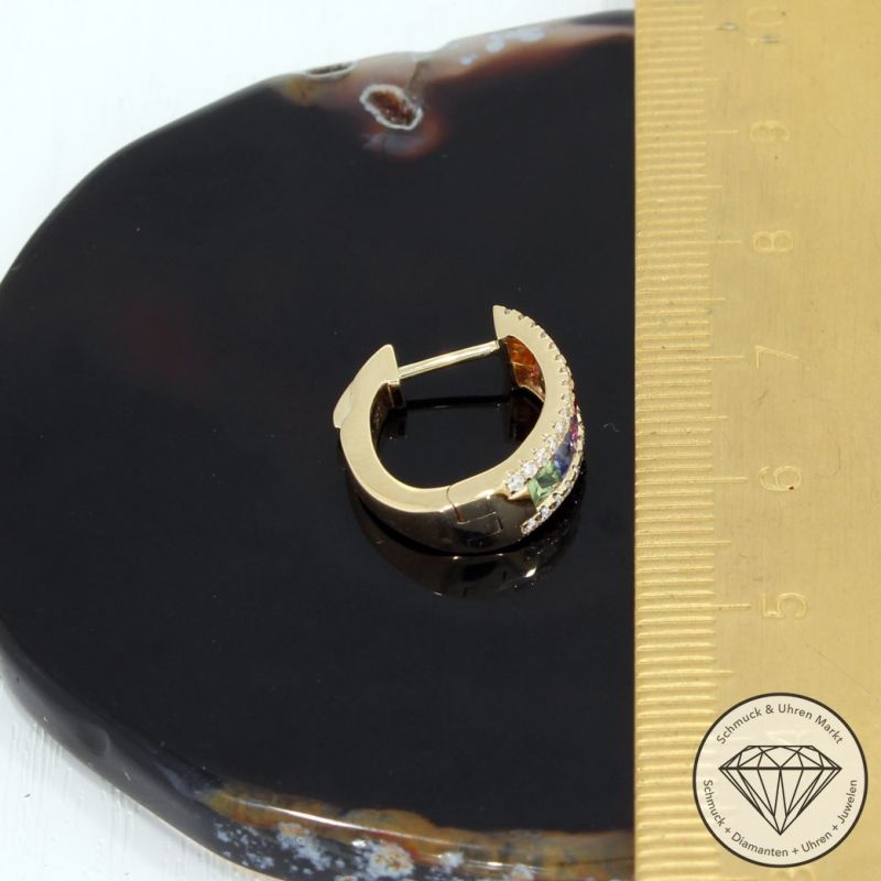 Wert 3090 € Brillant Saphir Creolen in 585er 14 K Gelbgold - H619