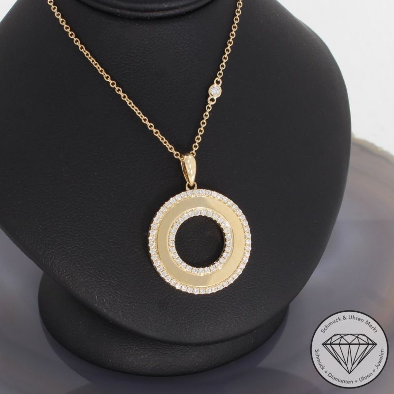 Sale! Wert 3270 € Brillant Anhänger mit Kette (0,50 carat) in 585er 14 K Gelbgold - 92324