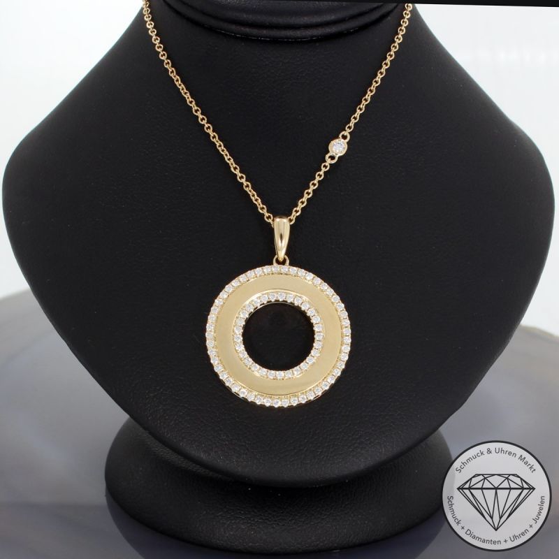 Sale! Wert 3270 € Brillant Anhänger mit Kette (0,50 carat) in 585er 14 K Gelbgold - 92324