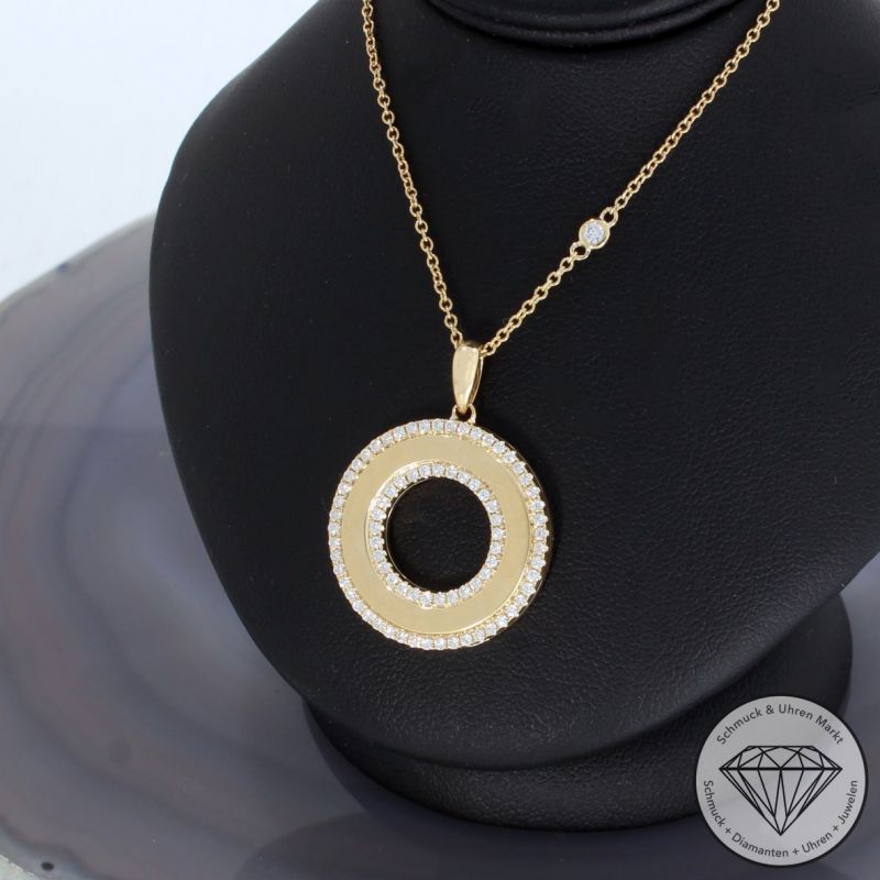 Sale! Wert 3270 € Brillant Anhänger mit Kette (0,50 carat) in 585er 14 K Gelbgold - 92324