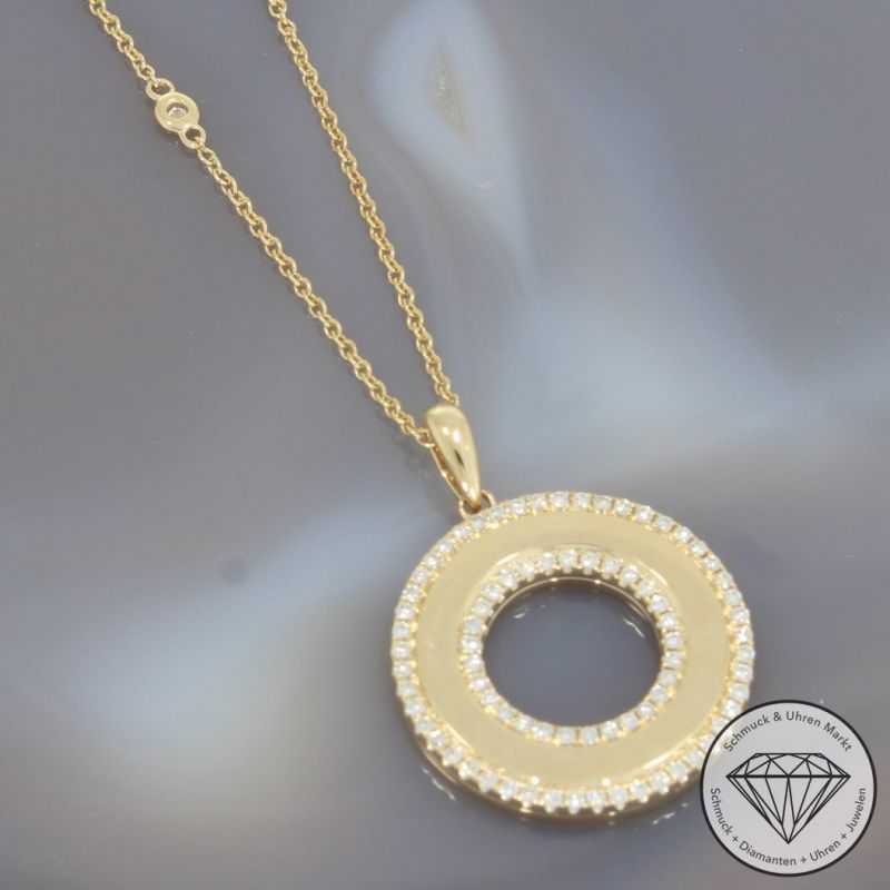 Sale! Wert 3270 € Brillant Anhänger mit Kette (0,50 carat) in 585er 14 K Gelbgold - 92324