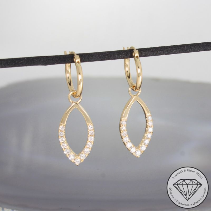 Sale! Wert 2300 € Brillant Creolen mit Einhänger (0,49 carat) in 585er 14 K Gelbgold - 92325