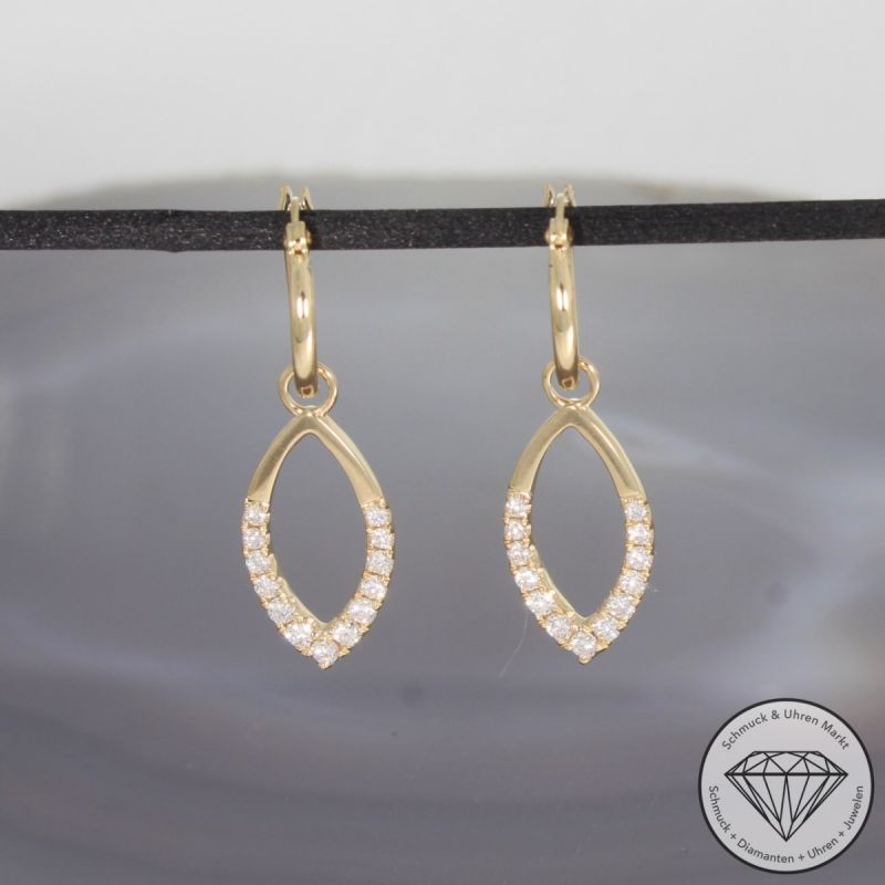 Sale! Wert 2300 € Brillant Creolen mit Einhänger (0,49 carat) in 585er 14 K Gelbgold - 92325