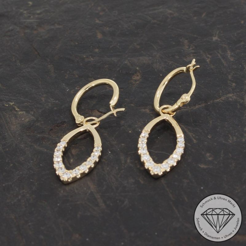 Sale! Wert 2300 € Brillant Creolen mit Einhänger (0,49 carat) in 585er 14 K Gelbgold - 92325
