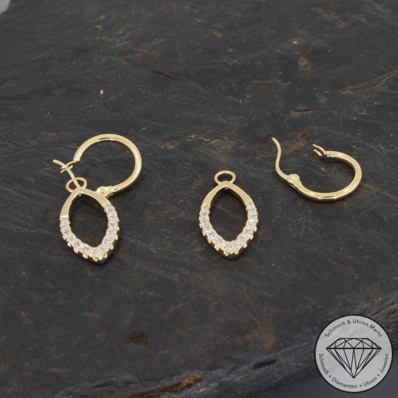 Sale! Wert 2300 € Brillant Creolen mit Einhänger (0,49 carat) in 585er 14 K Gelbgold - 92325