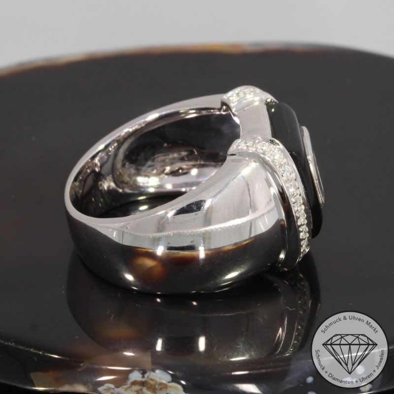 Wert 6920 € Brillant Diamant Onyx Ring in 750er 18 K Weißgold - 92494