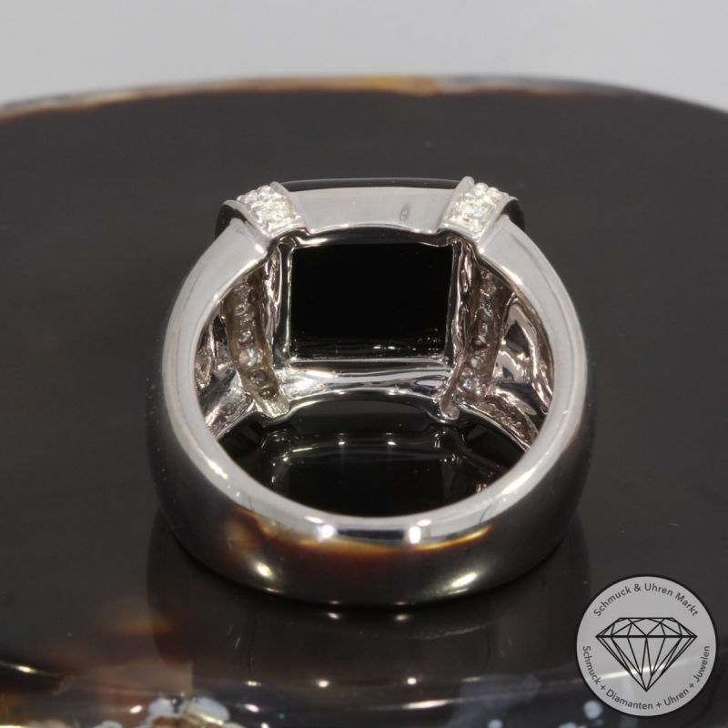 Wert 6920 € Brillant Diamant Onyx Ring in 750er 18 K Weißgold - 92494