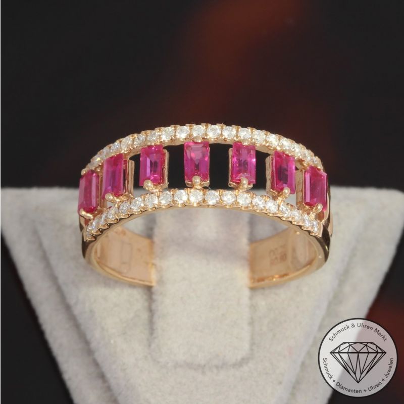 Wert 2190 € Brillant Rubin Ring in 750er 18 K Roségold - 92520
