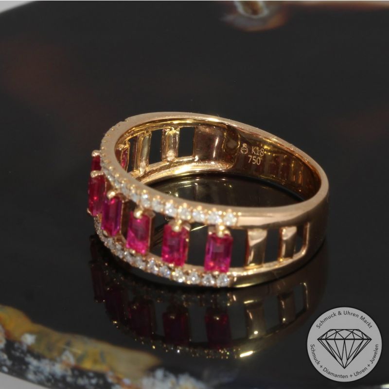 Wert 2190 € Brillant Rubin Ring in 750er 18 K Roségold - 92520