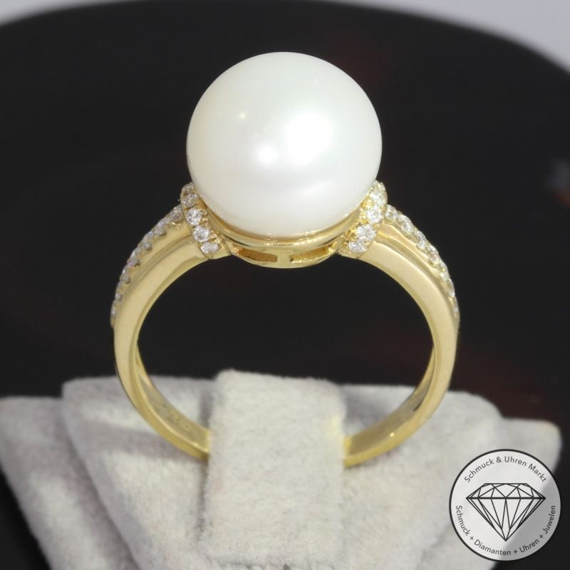 Wert 2050 € Brillant Perl Ring in 750er 18 K Gelbgold - 92524