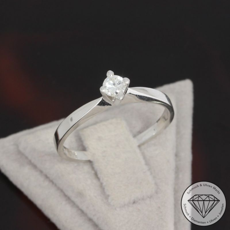 Wert 990 € Solitär Brillant Ring (ca. 0,15 carat) in 585er 14 K Weißgold - 92811