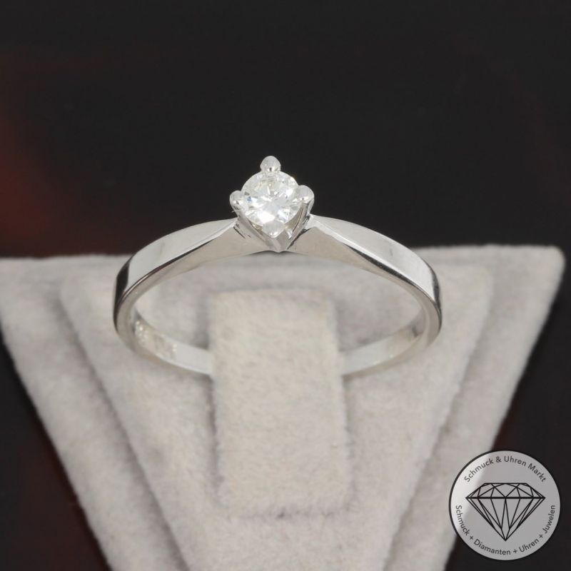 Wert 990 € Solitär Brillant Ring (ca. 0,15 carat) in 585er 14 K Weißgold - 92811