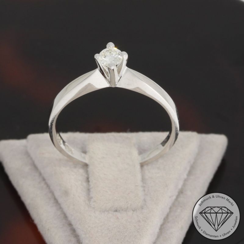 Wert 990 € Solitär Brillant Ring (ca. 0,15 carat) in 585er 14 K Weißgold - 92811