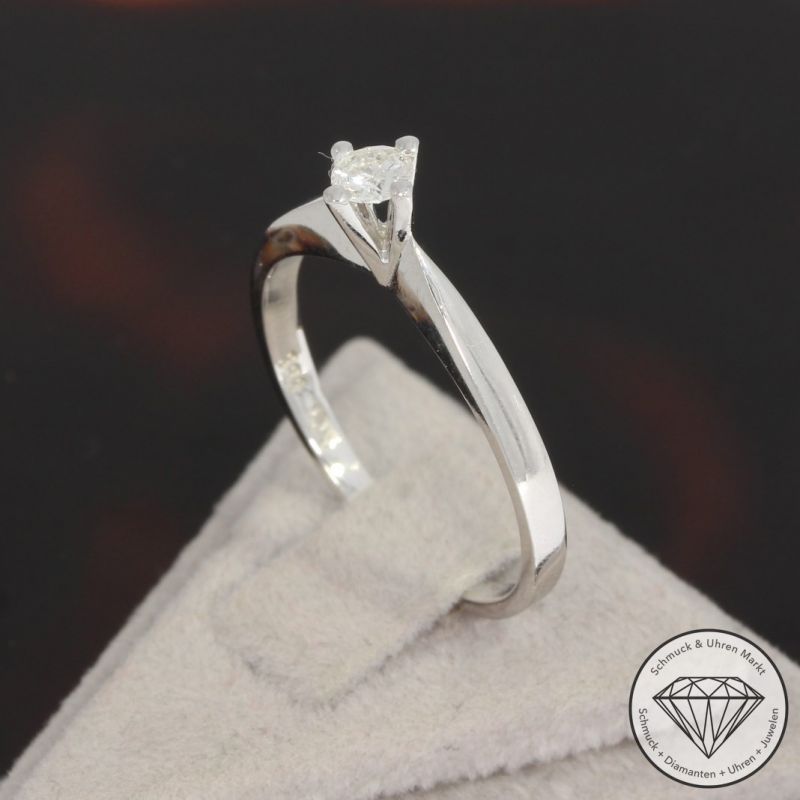 Wert 990 € Solitär Brillant Ring (ca. 0,15 carat) in 585er 14 K Weißgold - 92811
