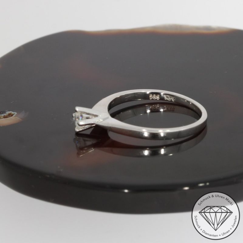 Wert 990 € Solitär Brillant Ring (ca. 0,15 carat) in 585er 14 K Weißgold - 92811
