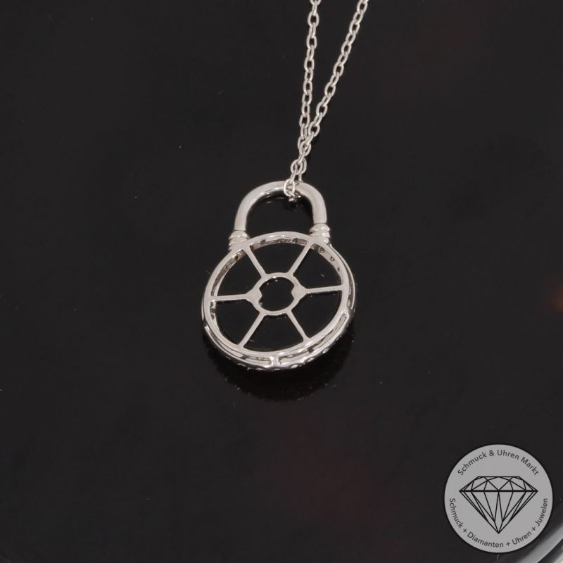 Sale! Wert 1490 € Brillant Onyx Anhänger mit Kette in 585er 14 K Weißgold - 92855