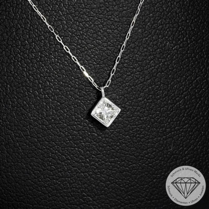 Wert 750 € Solitär Diamant Anhänger mit Kette (0,17 carat) in 900er Platin - H499