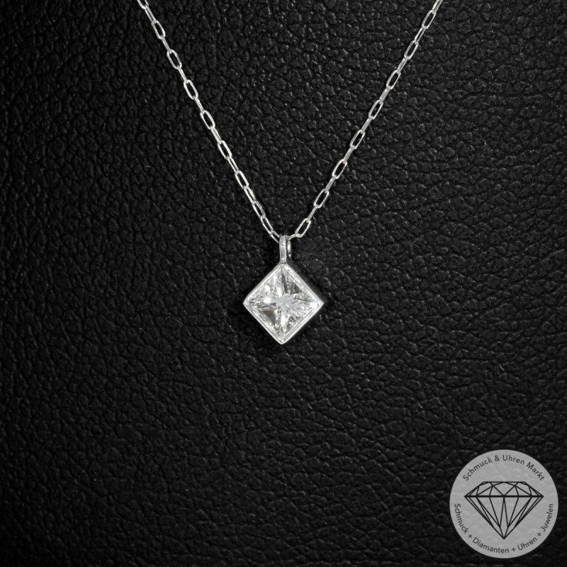 Wert 750 € Solitär Diamant Anhänger mit Kette (0,17 carat) in 900er Platin - H499
