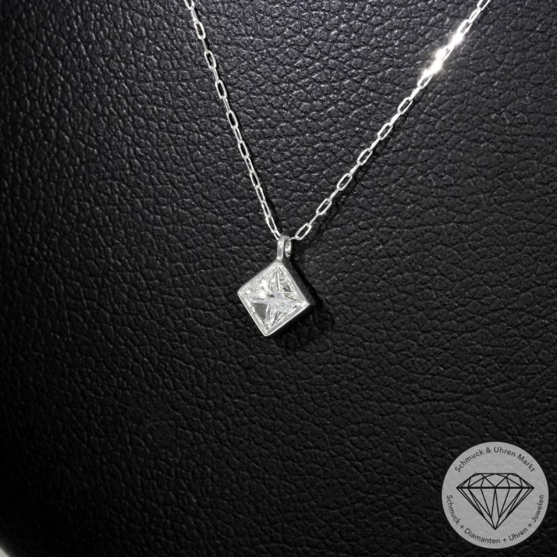 Wert 750 € Solitär Diamant Anhänger mit Kette (0,17 carat) in 900er Platin - H499