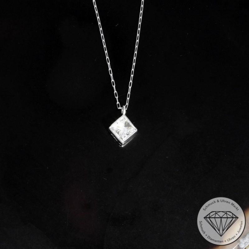 Wert 750 € Solitär Diamant Anhänger mit Kette (0,17 carat) in 900er Platin - H499