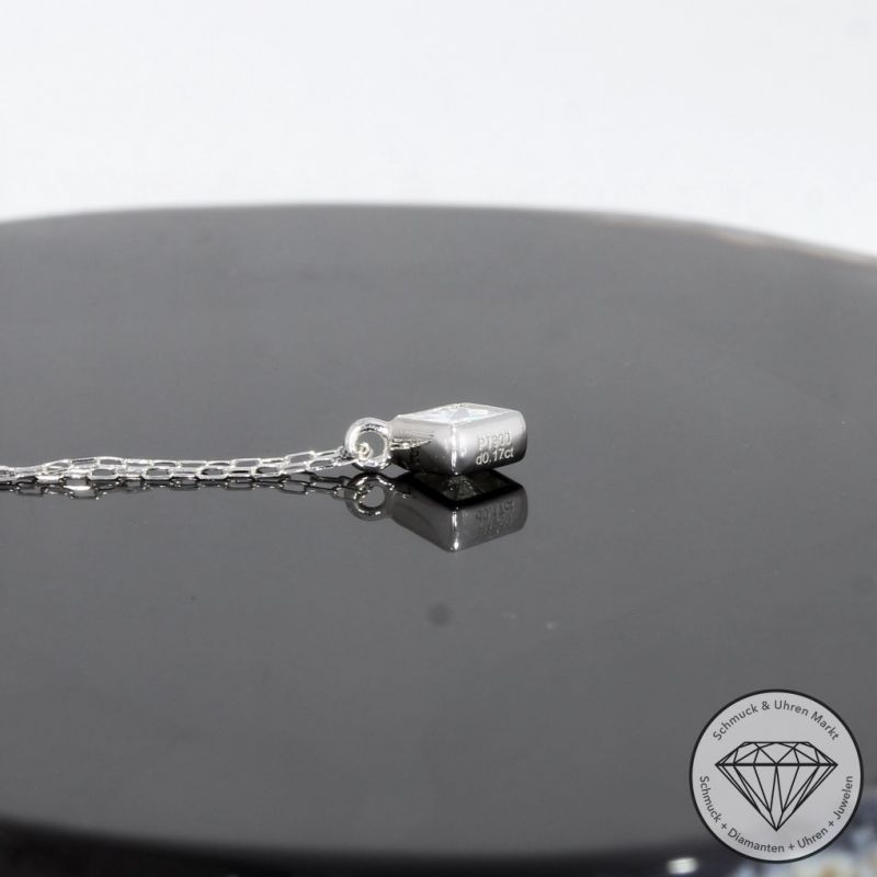 Wert 750 € Solitär Diamant Anhänger mit Kette (0,17 carat) in 900er Platin - H499