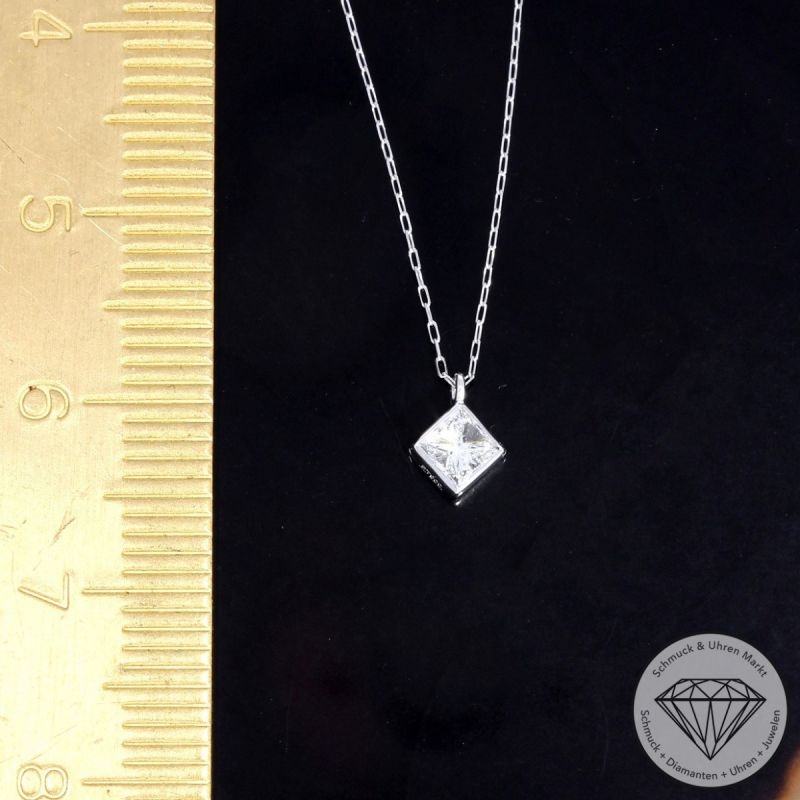Wert 750 € Solitär Diamant Anhänger mit Kette (0,17 carat) in 900er Platin - H499