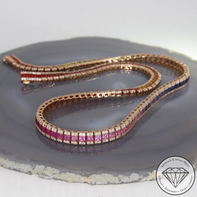 Wert 29750 € Brillant Saphir Collier in 585er 14 K Roségold - 92885