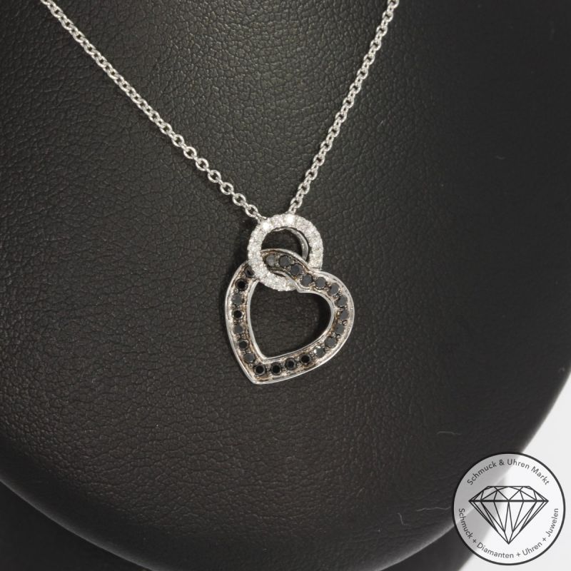 Wert 1650 € Brillant Diamant Anhänger & Kette Herz in 585er 14 K Weißgold - H1690