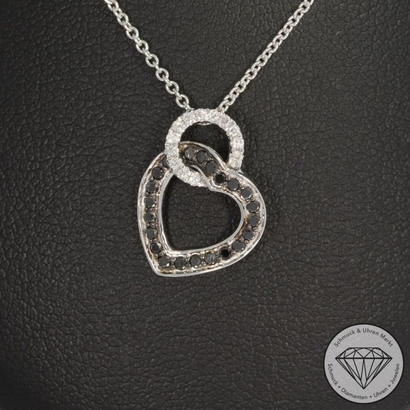 Wert 1650 € Brillant Diamant Anhänger & Kette Herz in 585er 14 K Weißgold - H1690
