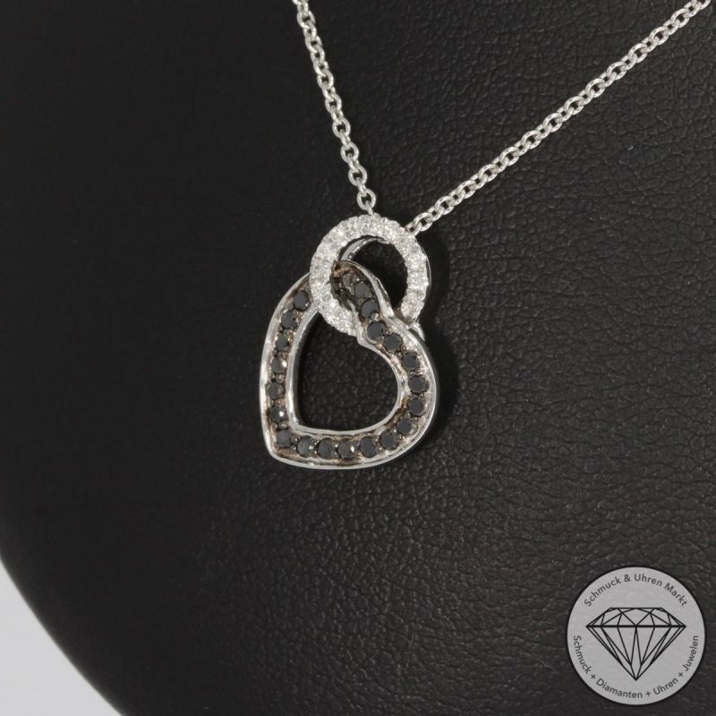 Wert 1650 € Brillant Diamant Anhänger & Kette Herz in 585er 14 K Weißgold - H1690