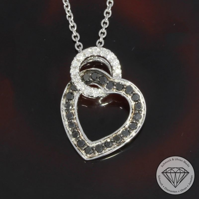Wert 1650 € Brillant Diamant Anhänger & Kette Herz in 585er 14 K Weißgold - H1690