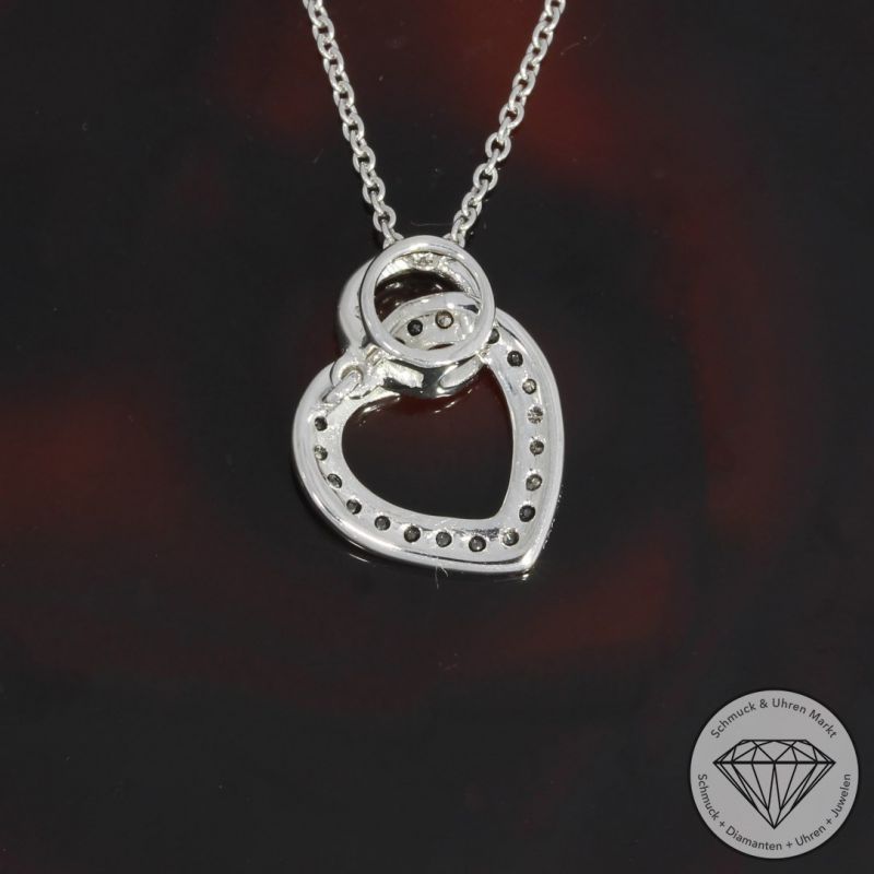Wert 1650 € Brillant Diamant Anhänger & Kette Herz in 585er 14 K Weißgold - H1690