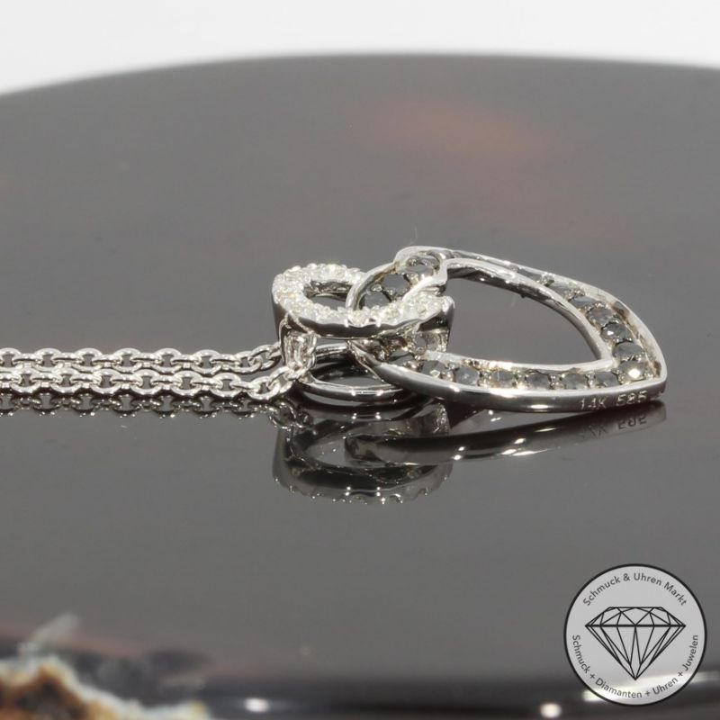 Wert 1650 € Brillant Diamant Anhänger & Kette Herz in 585er 14 K Weißgold - H1690