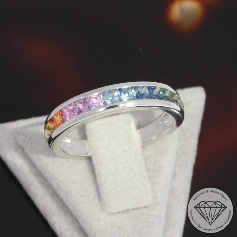 Wert 2090 € Saphir Ring in 585er 14 K Weißgold - H1707