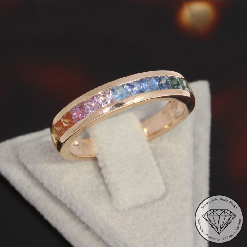 Wert 2090 € Saphir Ring in 585er 14 K Roségold - H1709