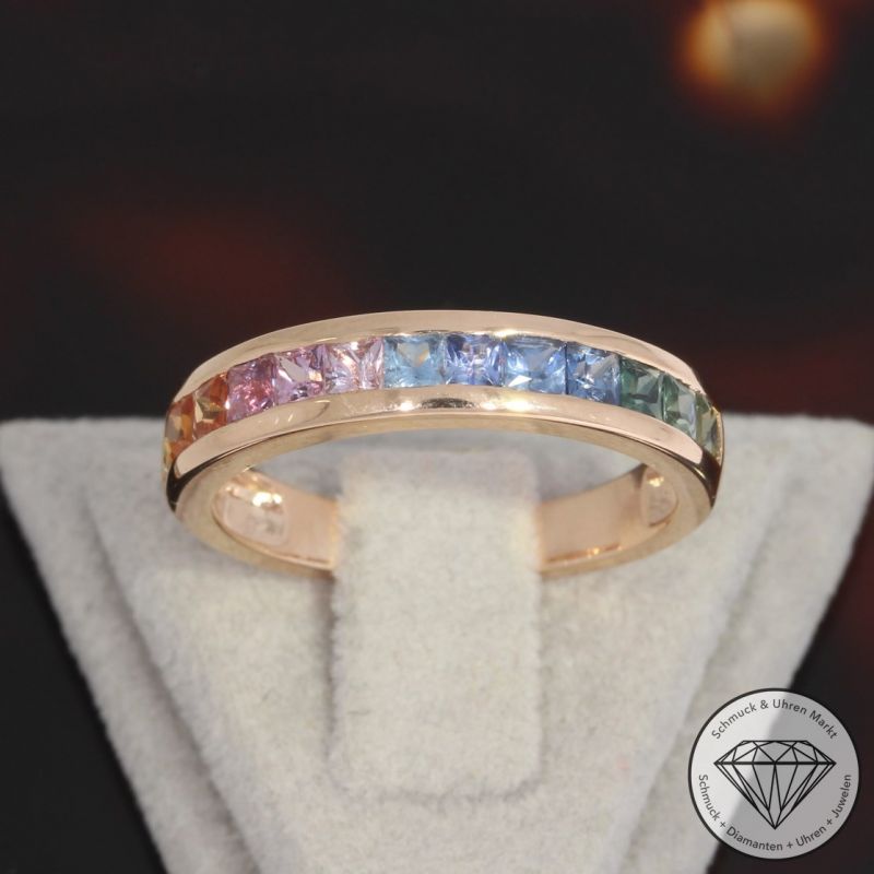 Wert 2090 € Saphir Ring in 585er 14 K Roségold - H1709
