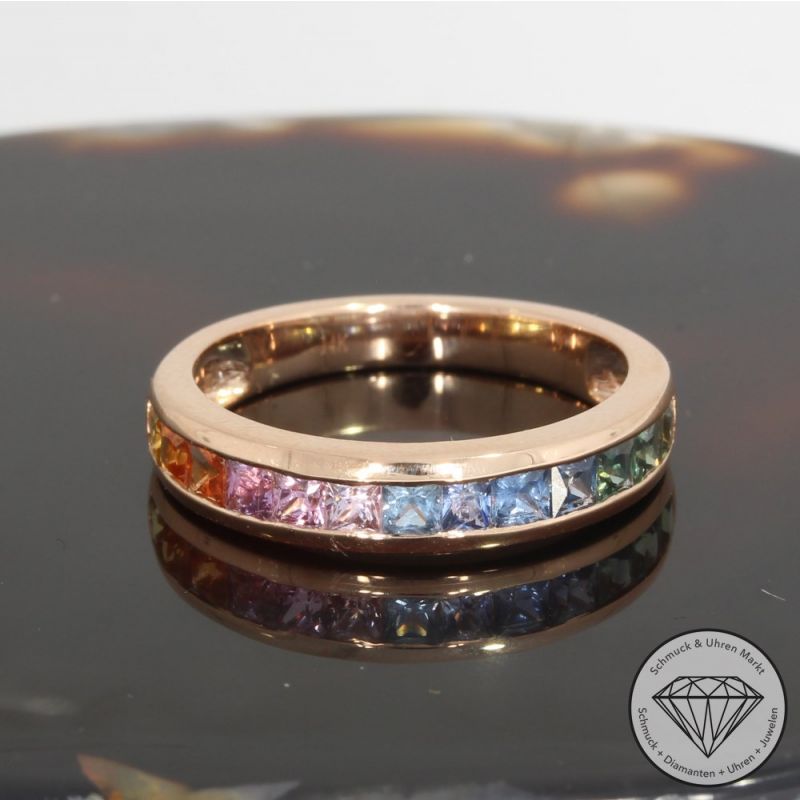 Wert 2090 € Saphir Ring in 585er 14 K Roségold - H1709
